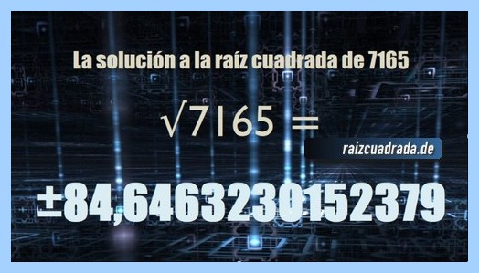 Solución final de la operación matemática raíz del número 7165