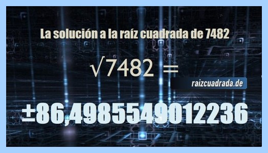 Solución que se obtiene en la raíz de 7482