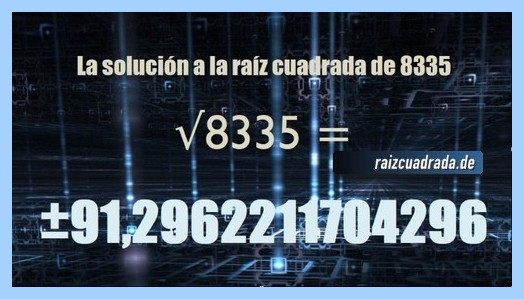 Solución final de la operación raíz cuadrada del número 8335