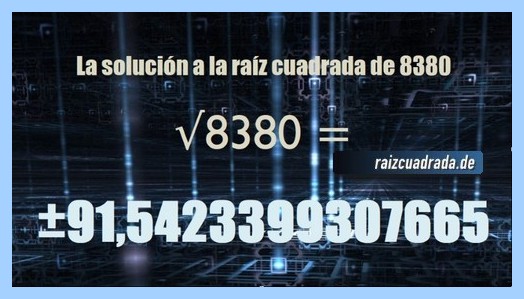 Solución obtenida en la operación matemática raíz del número 8380