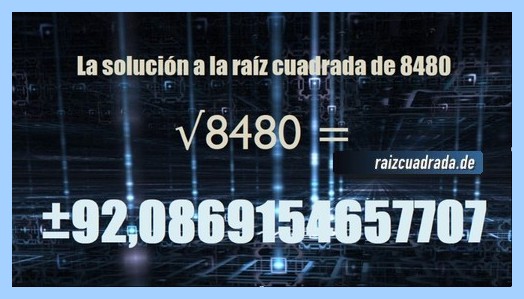 Solución obtenida en la raíz cuadrada del número 8480