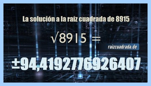 Solución final de la resolución raíz cuadrada del número 8915