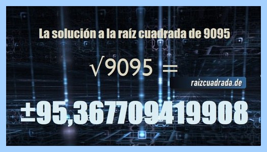 Número finalmente hallado en la resolución operación matemática raíz del número 9095