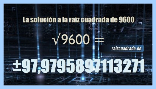 Número que se obtiene en la resolución operación raíz del número 9600