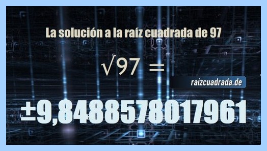 Solución obtenida en la raíz cuadrada del número 97