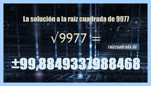 Solución finalmente hallada en la resolución operación matemática raíz cuadrada del número 9977